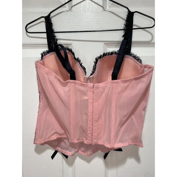 Pink Lace Bustier Size14 Black Floral Sheer Sexy Coquette Balletcore Baddie - Picture 2 of 6